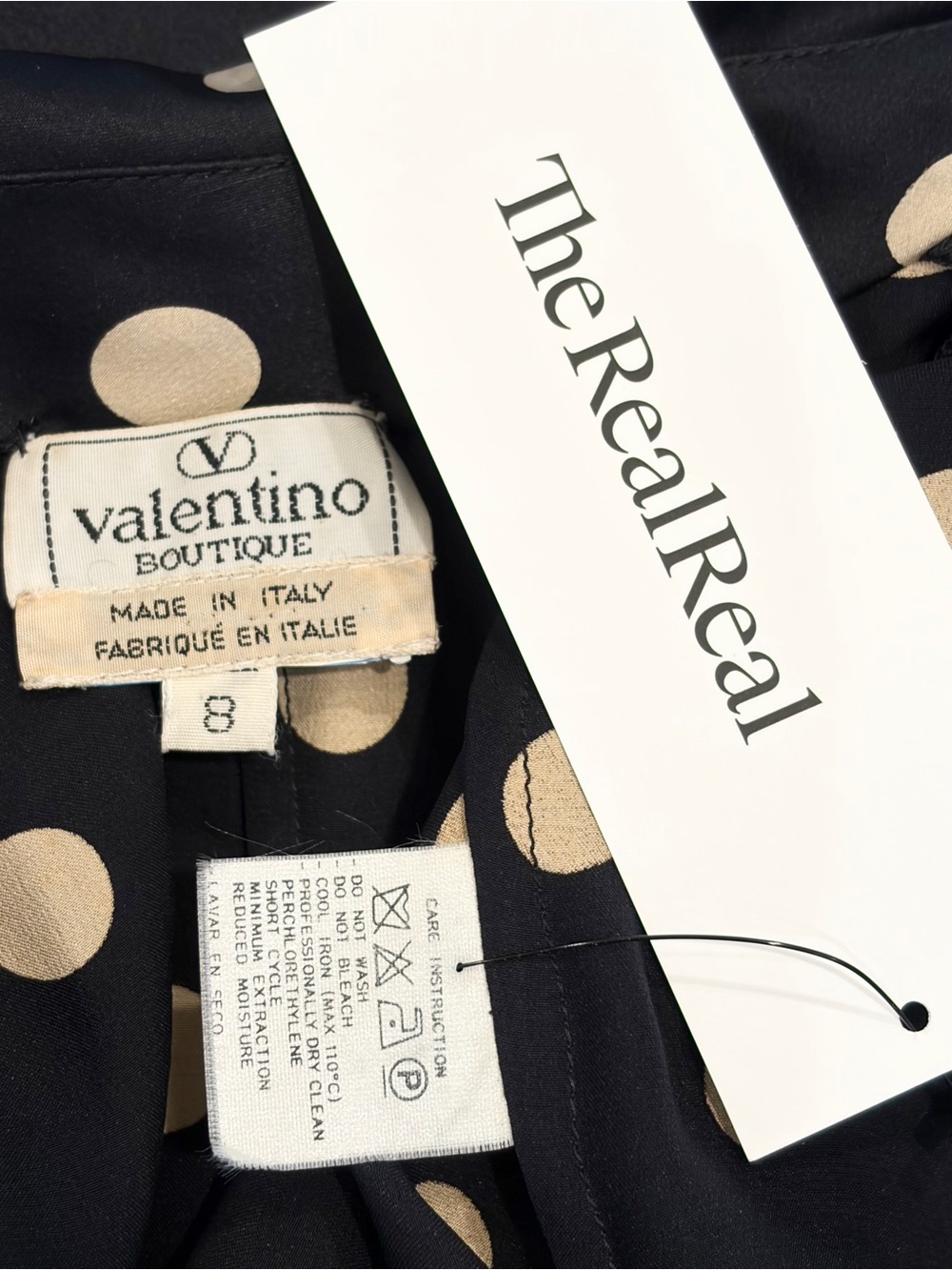 VTG Valentino Black Ivory Dot Silk Charmeuse Blouse US 4 1990's SuperModel Style - Picture 9 of 9